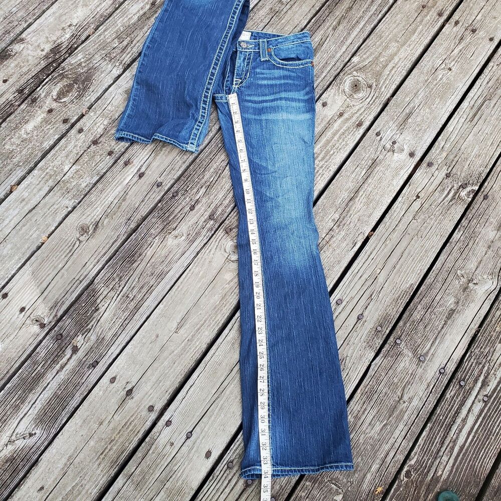 Big Star Jeans 27L Liv Stretch Boot Blue Denim Thick Stitch Mid Rise Women - Picture 12 of 13